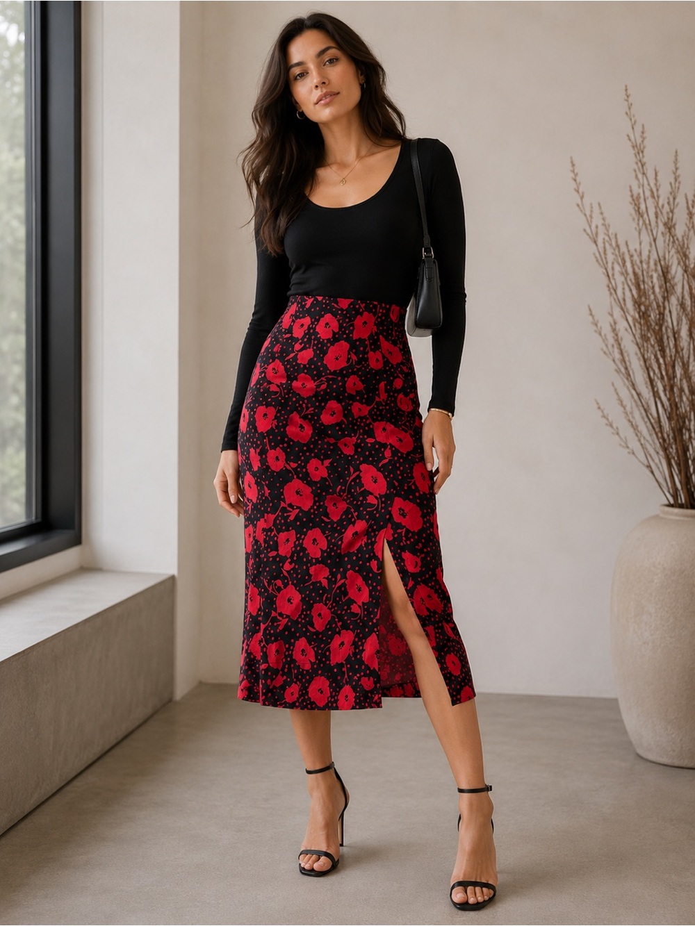 Rouje Naella Jeté de Roses Floral Midi Skirt Size 38 US 6 NWOT